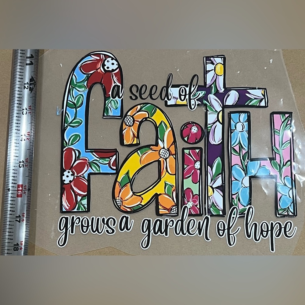 Colorful Floral Faith DTF transfer